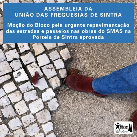 Assembleia da União Freguesias de Sintra exige a repavimentação urgente das estradas e passeios na Portela